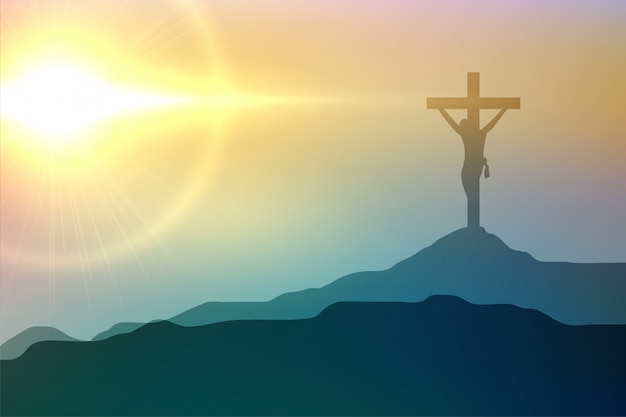 Free Vector jesus christ crucifixion scene for good friday event design