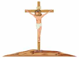 Free vector jesus christ nailed on cross a vector cartoon illustration