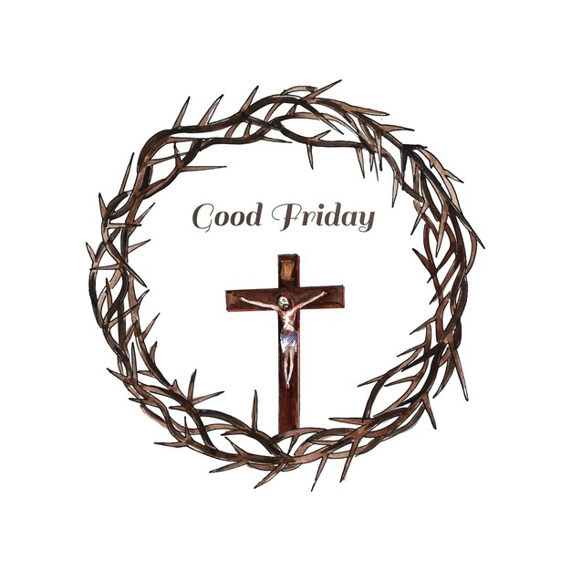 Jesus crown of thorns good friday on white background