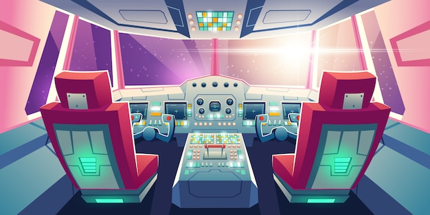 Free Vector jet cockpit empty airplane cabin interior illustration