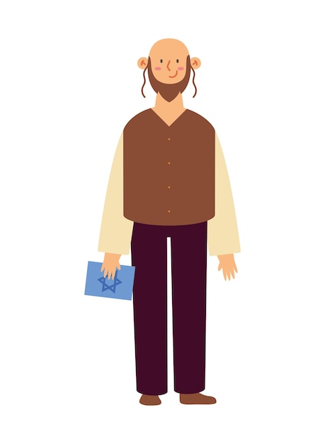 Free Vector jewish guy with torah book