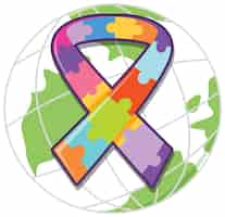 Free vector jigsaw ribbon on earth globe icon