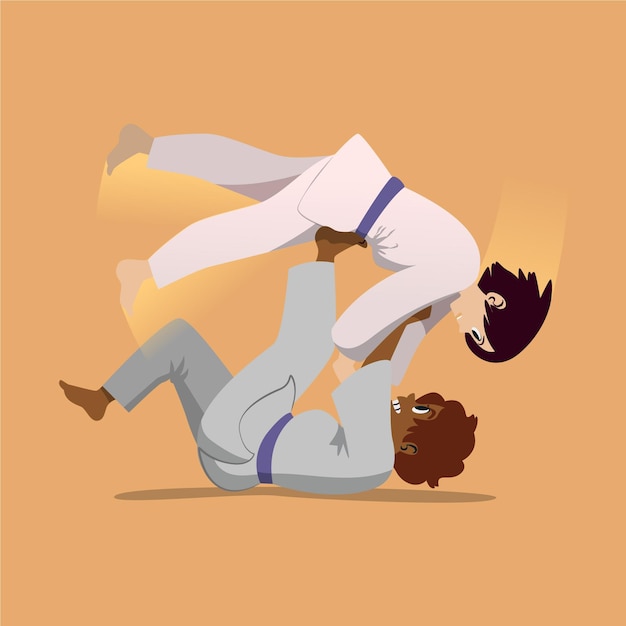 Jiu-jitsu athletes fighting