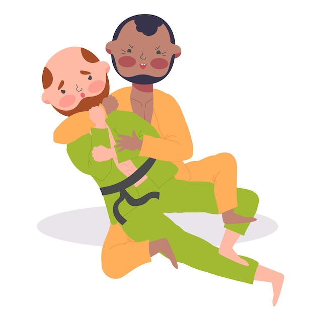 Jiu-jitsu athletes fighting