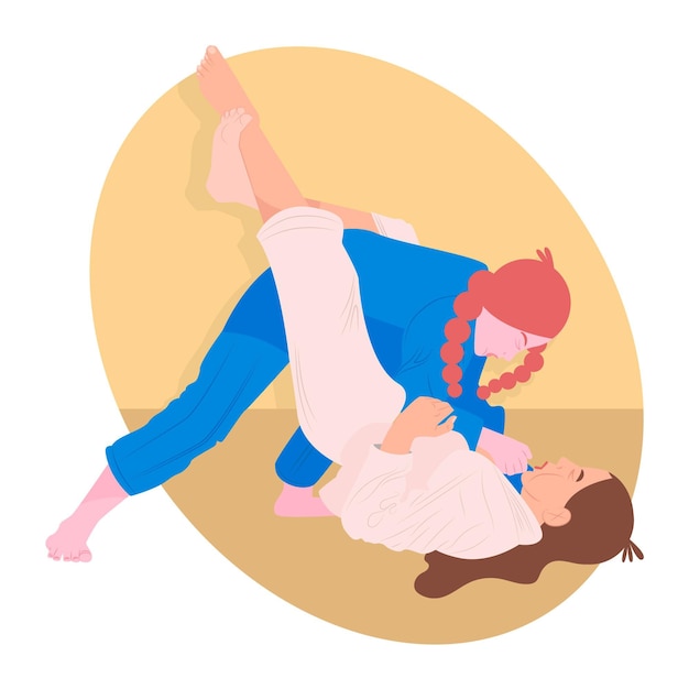 Free Vector jiu-jitsu athletes fighting