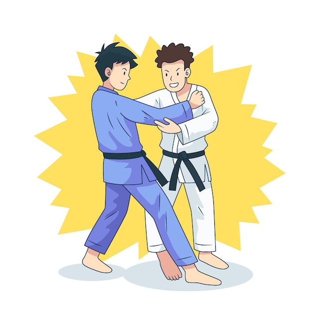 Free Vector jiu-jitsu athletes fighting