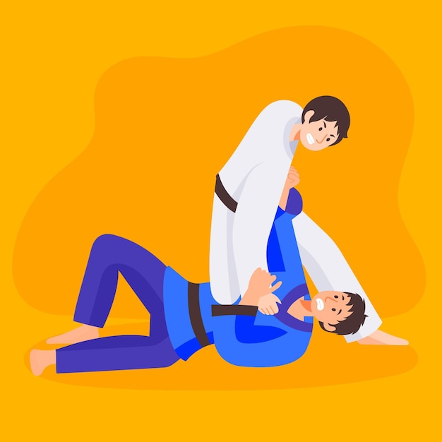 Jiu-jitsu athletes fighting