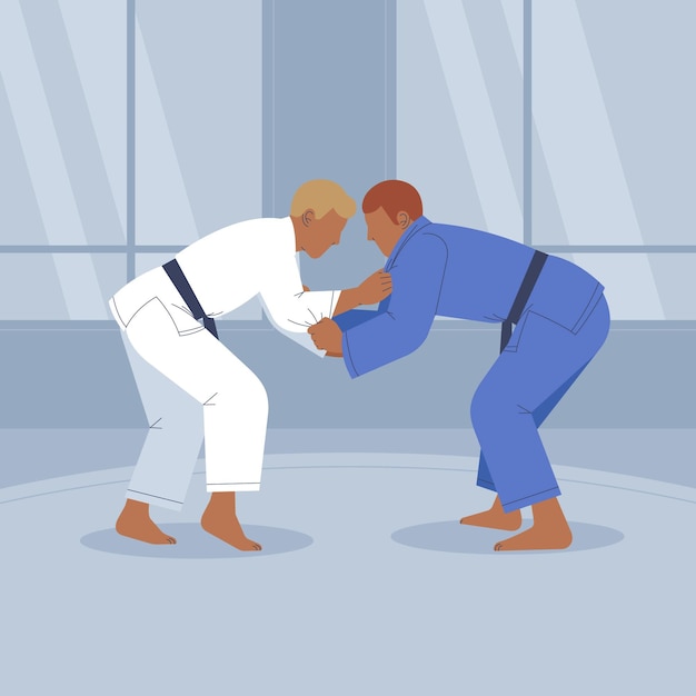 Free Vector jiu-jitsu athletes fighting