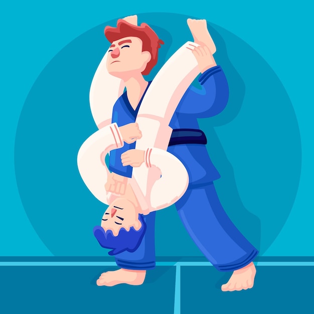 Free Vector jiu-jitsu athletes fighting