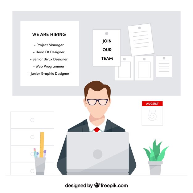 Job vacancy background with worker