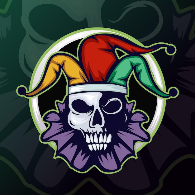 Free Vector joker head or clown mascot esports mascot logo.