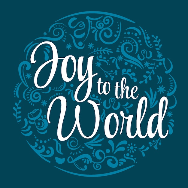 Joy to the world lettering with christmas elements