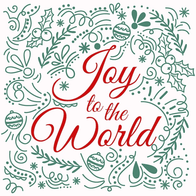 Joy to the world lettering with christmas elements