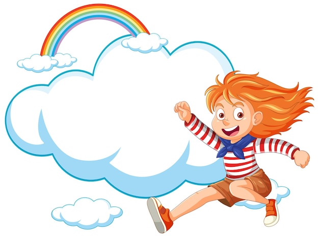 Free Vector joyful child leaping towards clouds