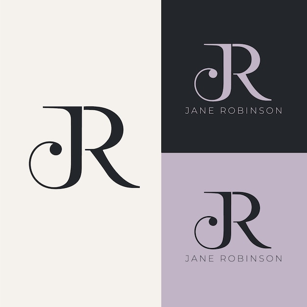 Free Vector jr logo monogram design