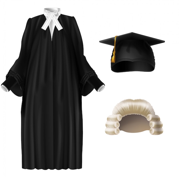 Free Vector judge, university professor, student graduation ceremonial clothing 