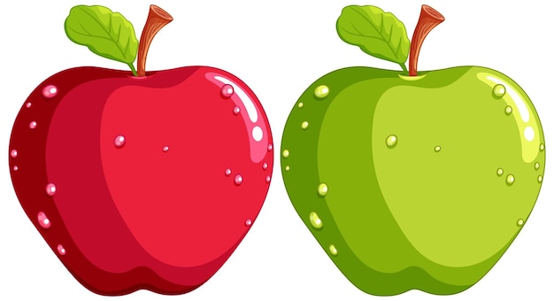 Free Vector juicy red and green apples illustration