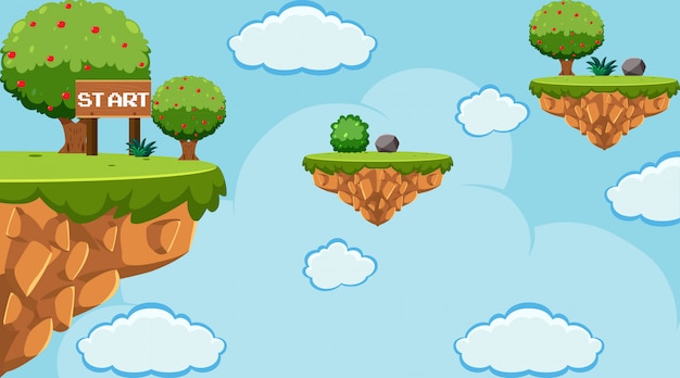 Free Vector jumping game template on the sky