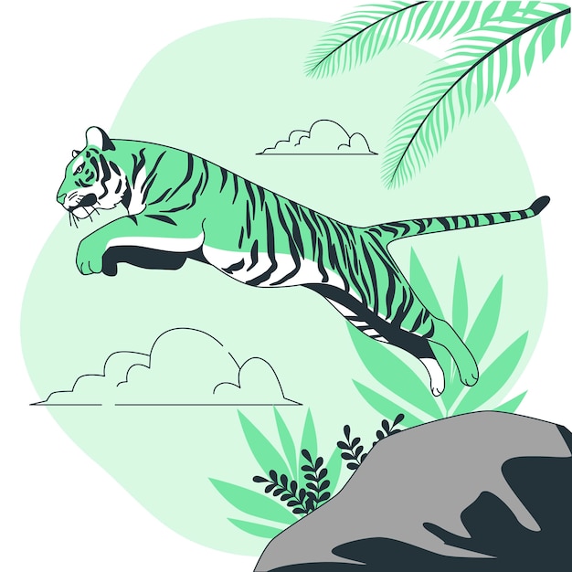 Free Vector jumping tiger concept illustration