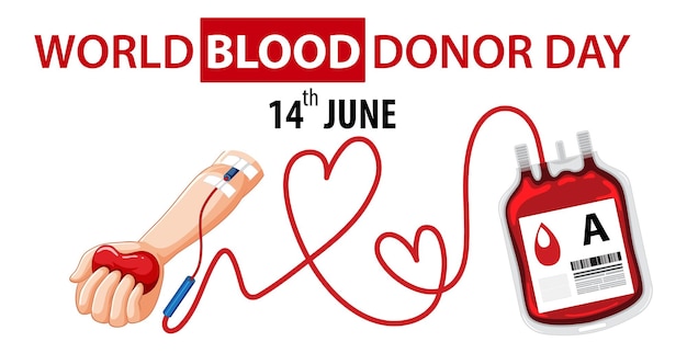 June blood donor day text and icon