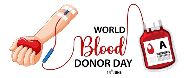 June blood donor day text and icon