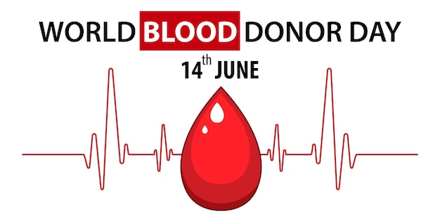 June blood donor day text and icon