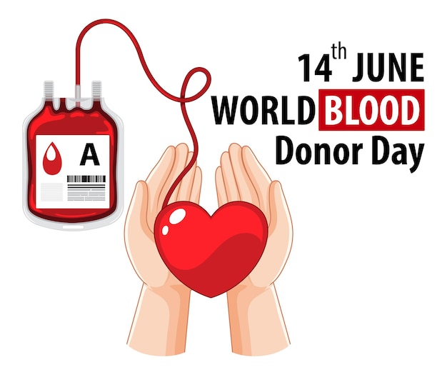 June blood donor day text and icon