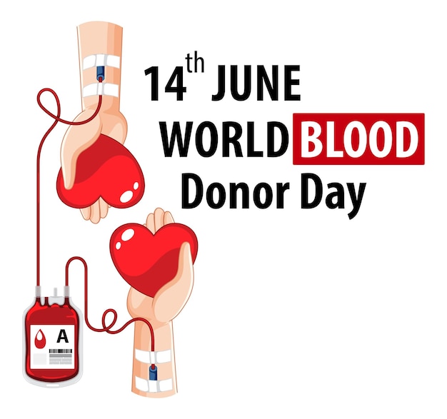 June blood donor day text and icon