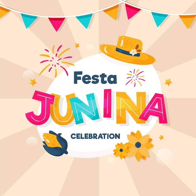 June festival celebration flat design