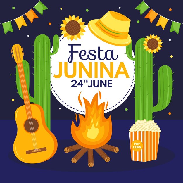 June festival event flat design