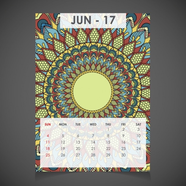 June ornamental calendar for 2017