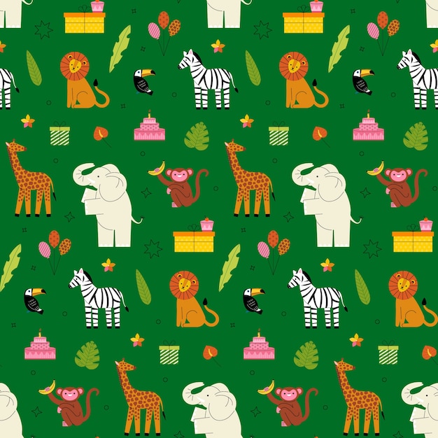 Jungle animal birthday party pattern