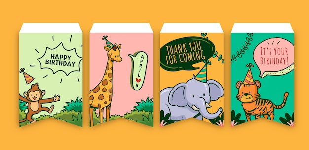 Free Vector jungle birthday party envelopes