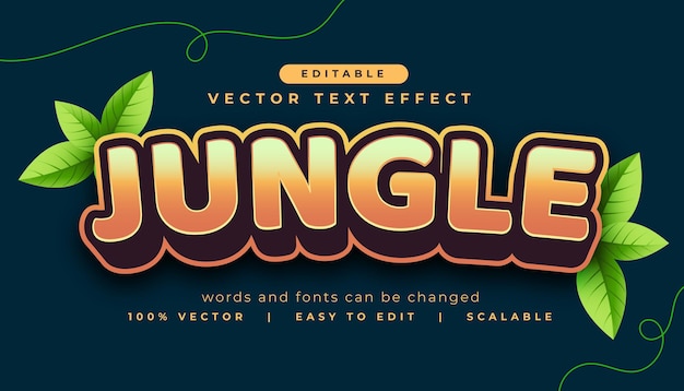 Free Vector jungle editable text effect with green leaves