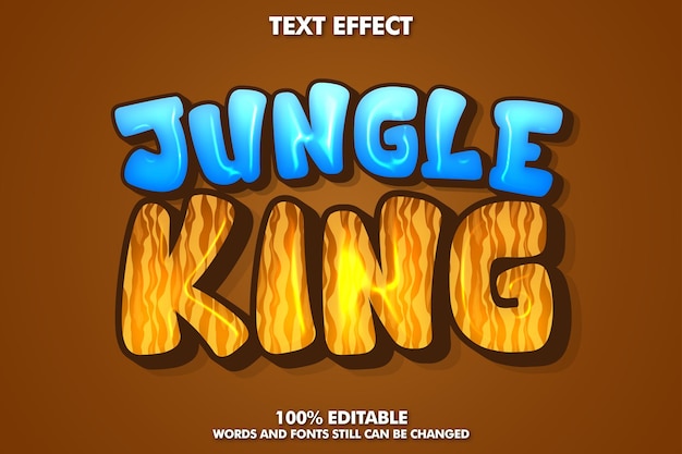 Jungle king sticker label  Editable cartoon text effects