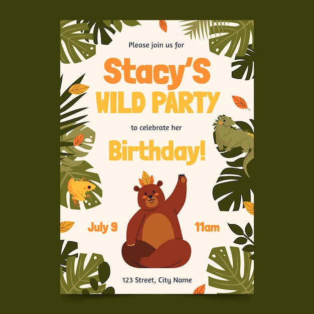 Jungle party invitation card