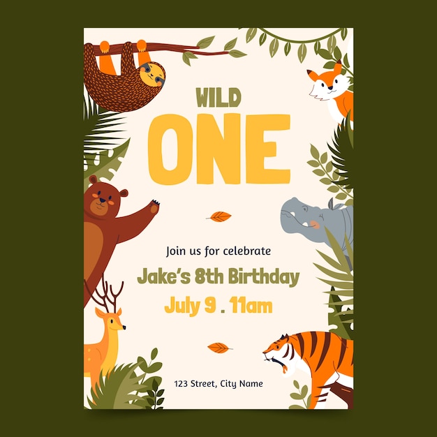 Jungle party invitation card