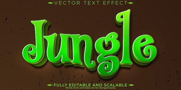 Free Vector jungle text effect editable rainforest and lush customizable font style