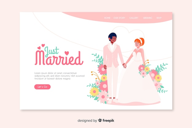 Just married wedding landing page