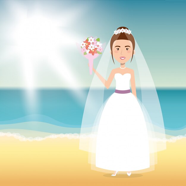 just married wife character in the beach