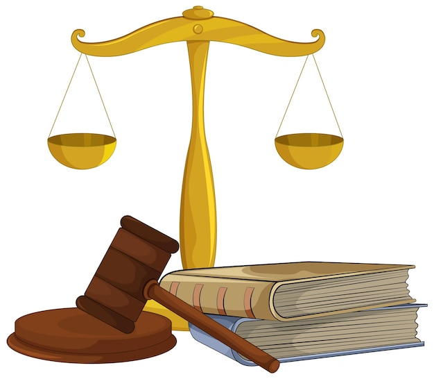 Free vector justice concept with scale and gavel