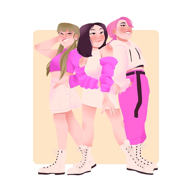 Free Vector k-pop girl group