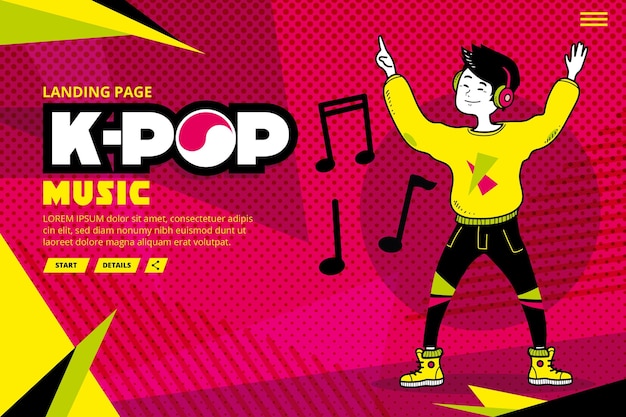 K-pop music landing page template