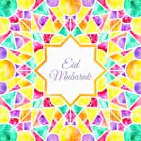 Free vector kaleidoscop effect watercolour eid mubarak