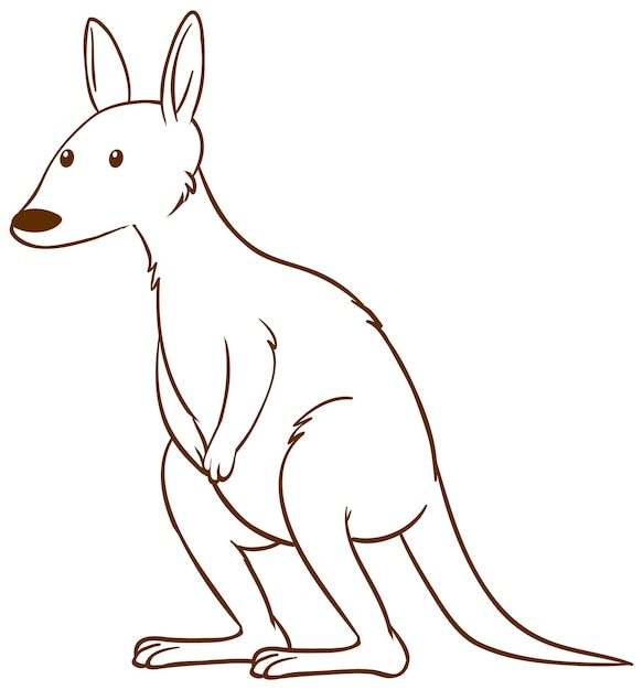 Free vector kangaroo in doodle simple style on white background