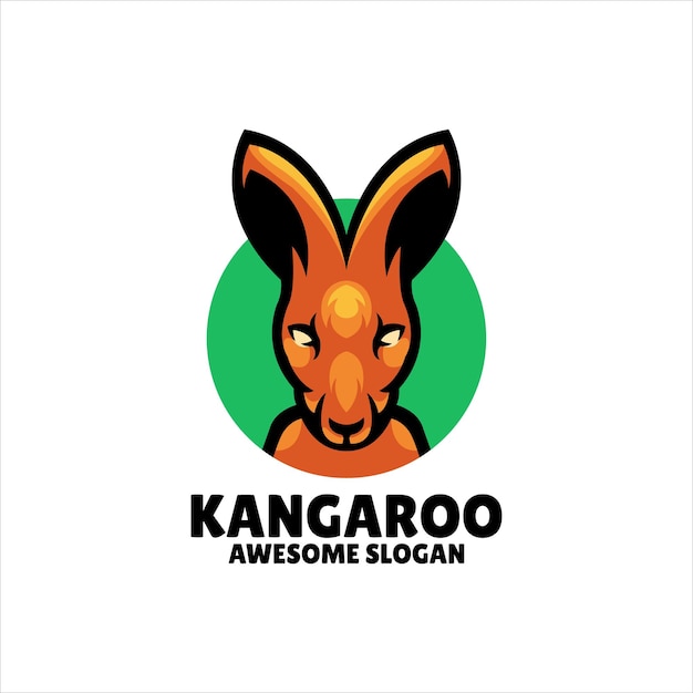 Free Vector kangaroo head mascot illustration logo design