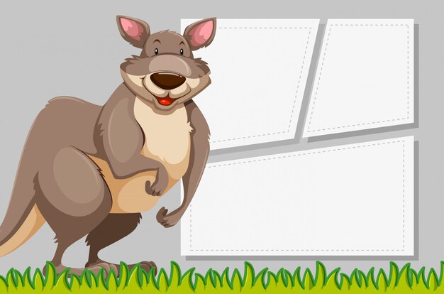 Free Vector kangaroo on note template