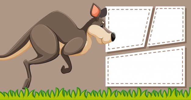 Free Vector kangaroo on note template