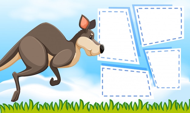 Free Vector kangaroo on note template