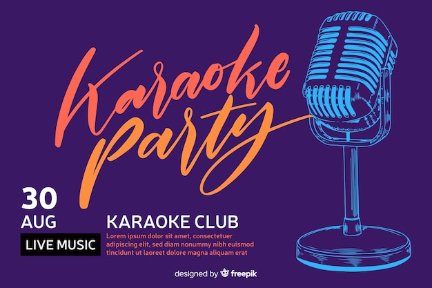 Karaoke banner template flat style